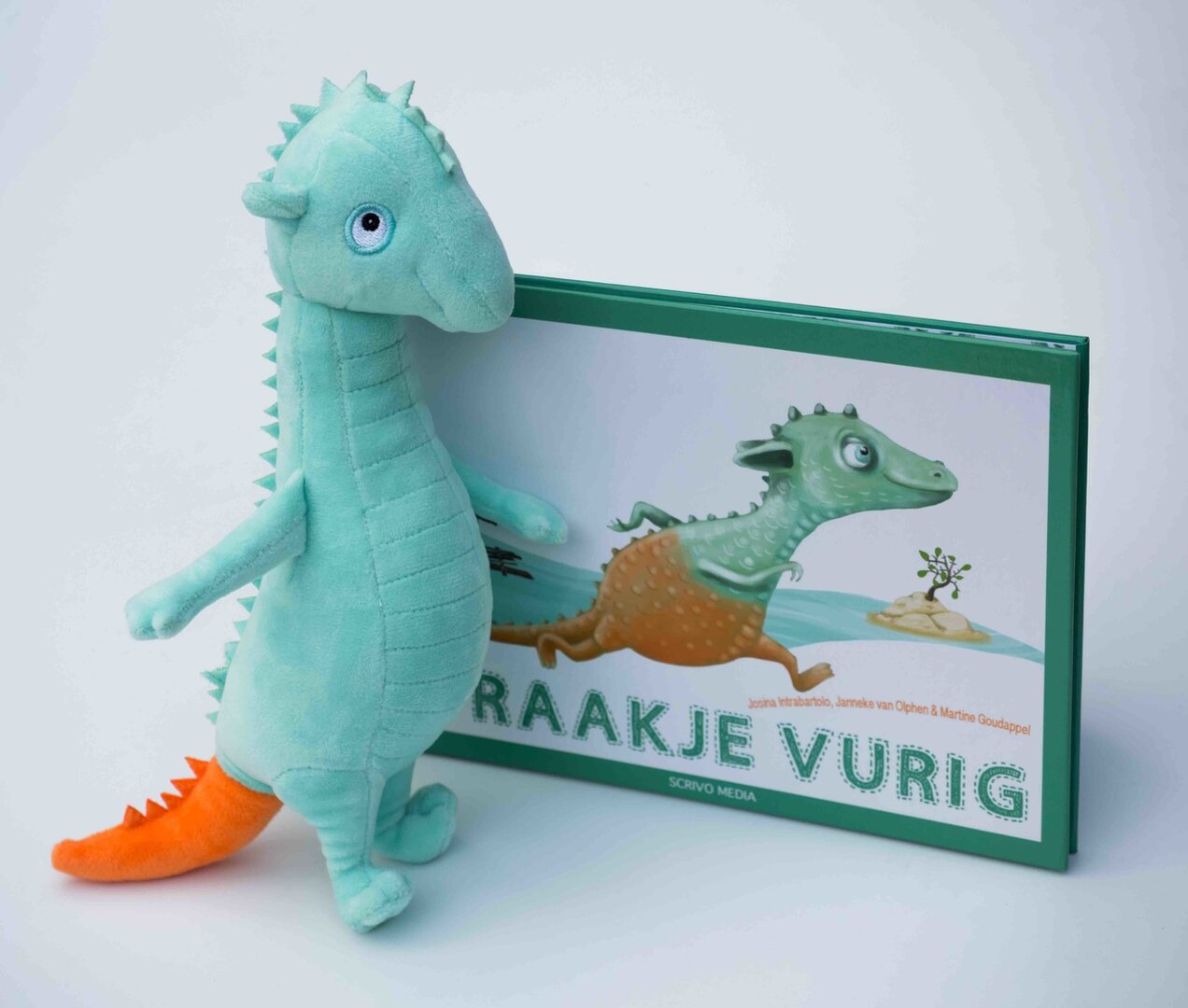 Set boek Draakje Vurig + Knuffel Draakje (groen)