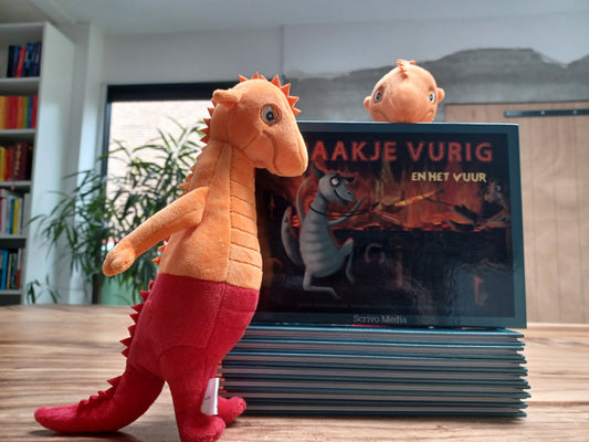 Draakje Vurig en het vuur + Knuffel Draakje (oranje/rood)