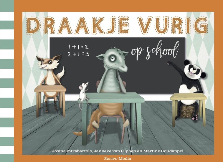 Set Draakje Vurig op school + Knuffel Draakje (groen)