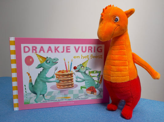 Set Draakje Vurig en het feest + Knuffel Draakje (oranje)