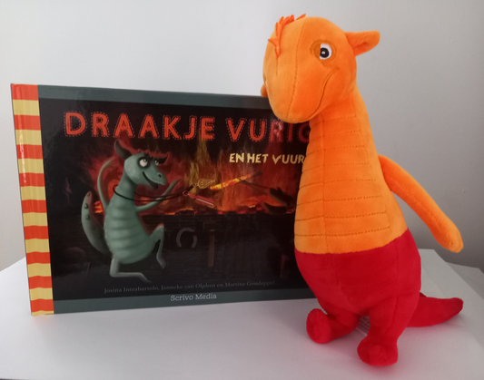 Draakje Vurig en het vuur + Knuffel Draakje (oranje/rood)