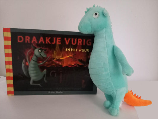 Set Draakje Vurig en het vuur + knuffel (groen)